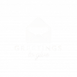 White Greetings by Grace logo featuring an envelope icon above the brand name on a black background.