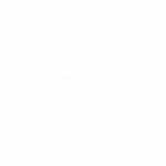 White “AUDACIOUSLY” logo in a stylized serif font on a black background.