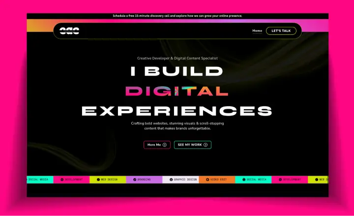 Easefy website design featuring a bold digital experiences hero section.